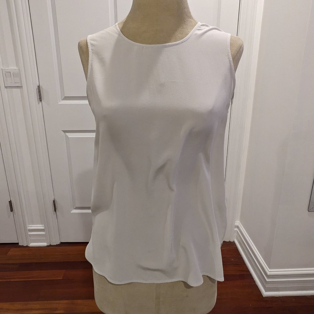 Everlane White-Grey Sleeveless Silk Top Size 2